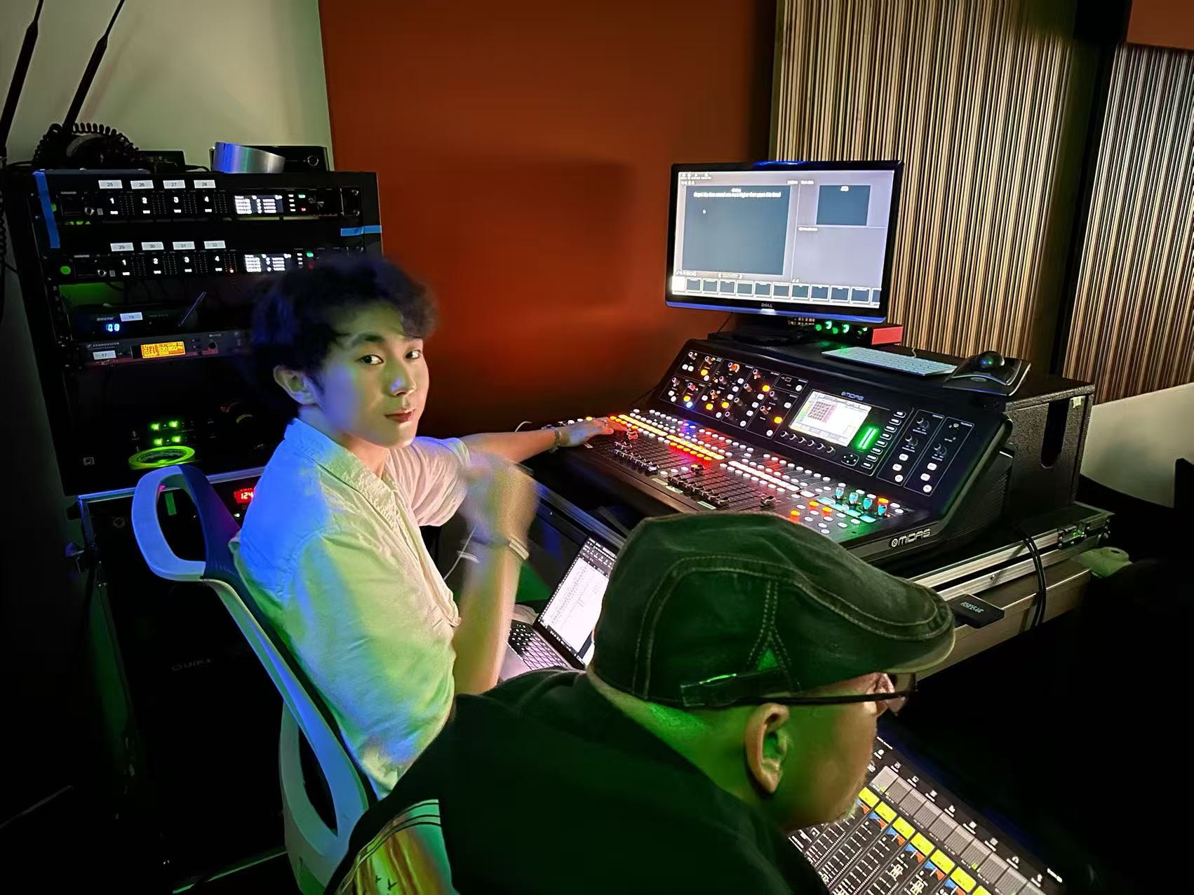 Skywatching Down The Well sound console and production workspace