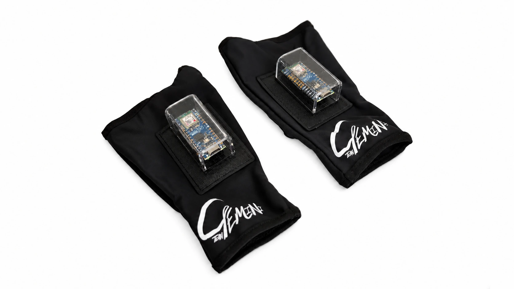 Two black motion-sensing wearable devices
